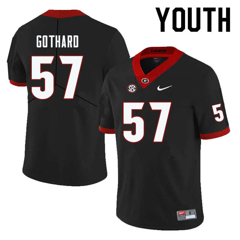 Youth #57 Daniel Gothard Georgia Bulldogs College Football Jerseys-Black